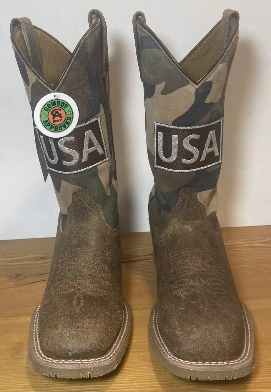 LAREDO MEN'S CAMO USA COWBOY BOOTS SIZE 8EW NEW IN BOX 7969